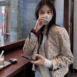 初秋外套女款小个子韩系短款宽松百搭碎花双面穿夹克棒球服上衣潮