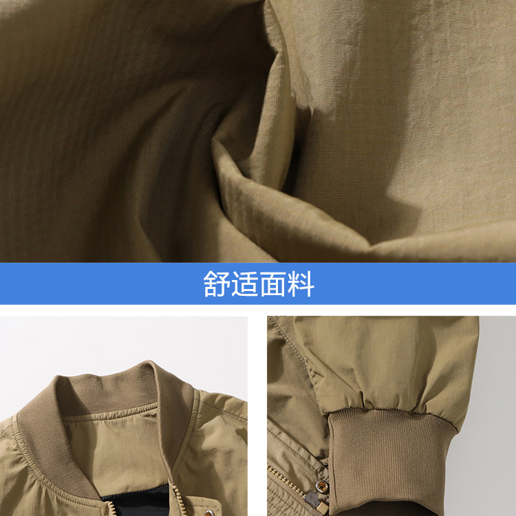 Chaqueta voladora de primavera y otoño para hombre, ropa de trabajo holgada con múltiples bolsillos, chaqueta de cuello alto informal, marea