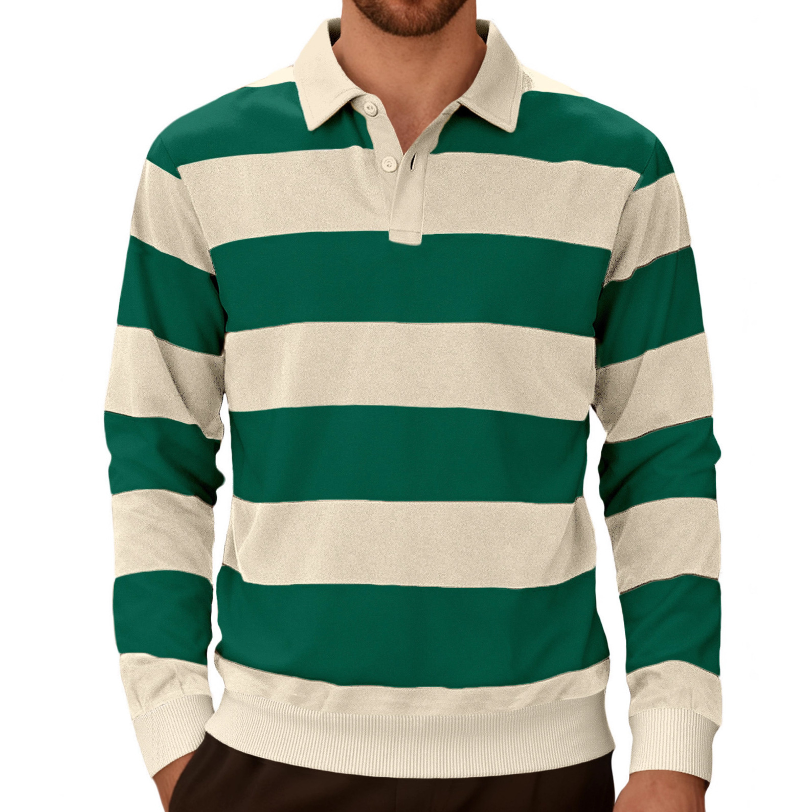Transfronterizos Europa y América Amazon tendencia deportiva casual de negocios camisa de punto a rayas cortazo camisa polo de manga larga hombre