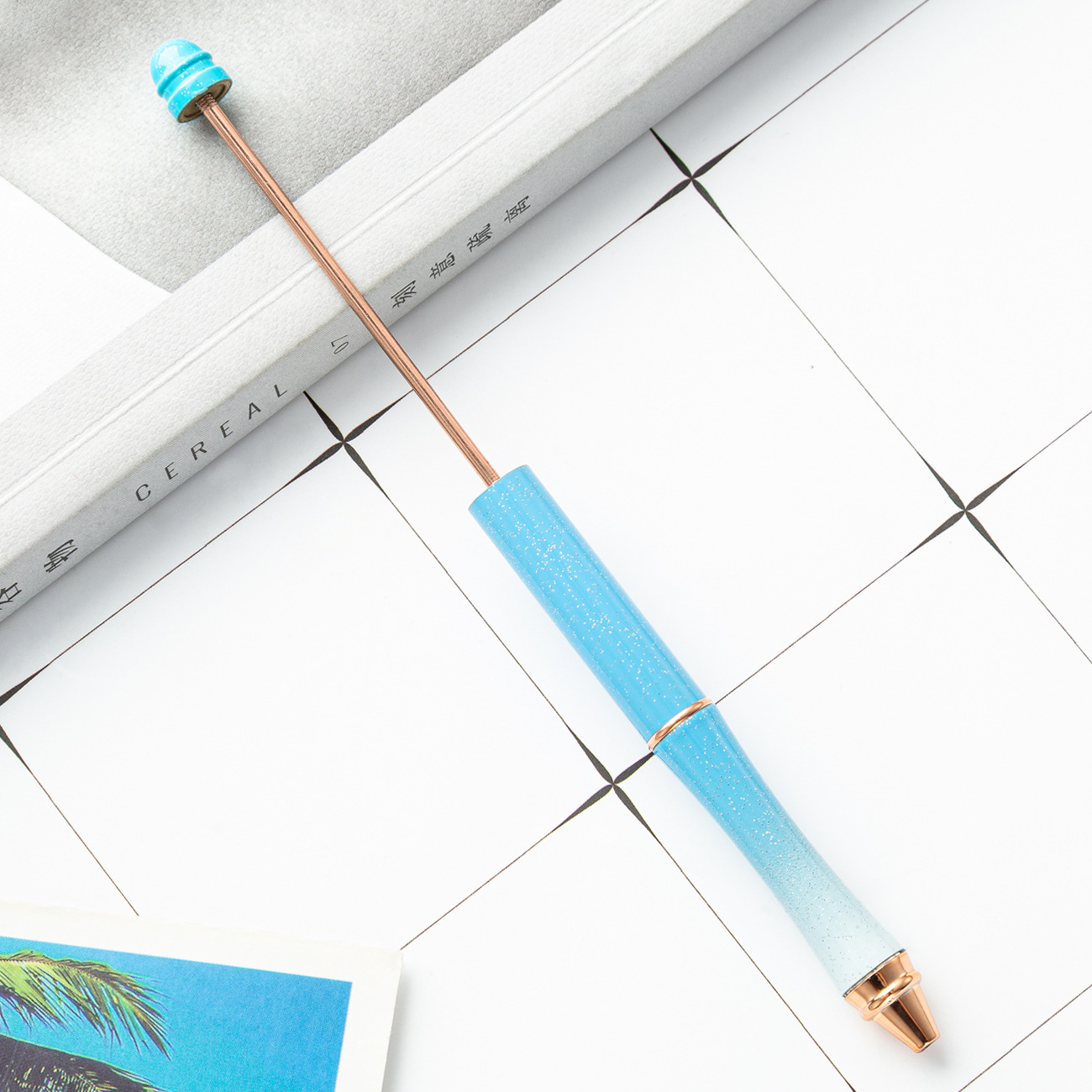 Pluma de cuentas de metal en stock al por mayor creativo con cuentas bolígrafo DIY bolígrafo personalidad metal DIY pluma con cuentas