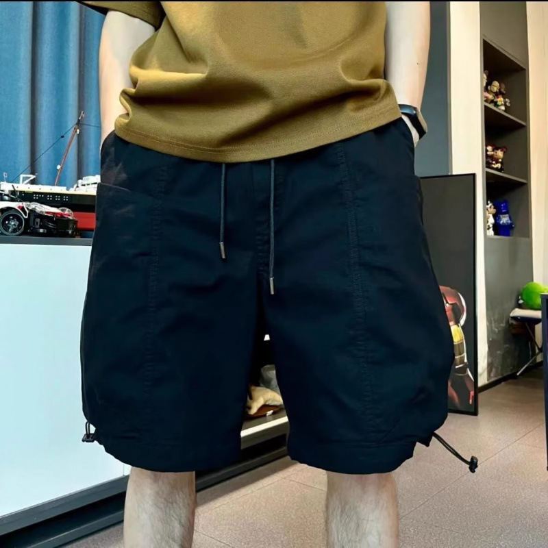 Chinese Style Functional Cargo Shorts for Men, Summer Ins Trendy Brand, Loose Silhouette, Large Pockets, Japanese Casual Mid-Length Shorts