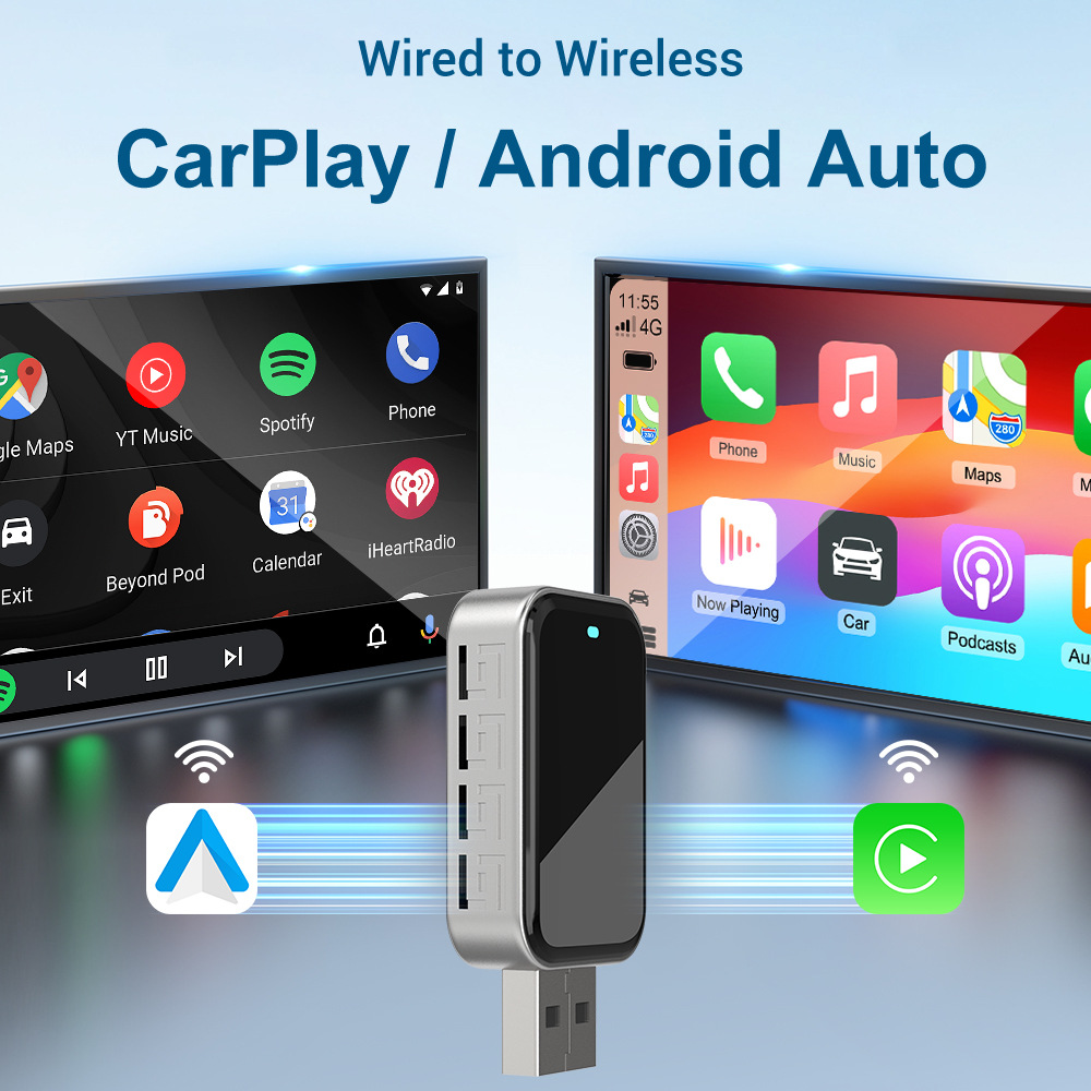 Cross-Border Carplay Box Wired to Wireless Android Auto Apple Android Smart Carplay Box