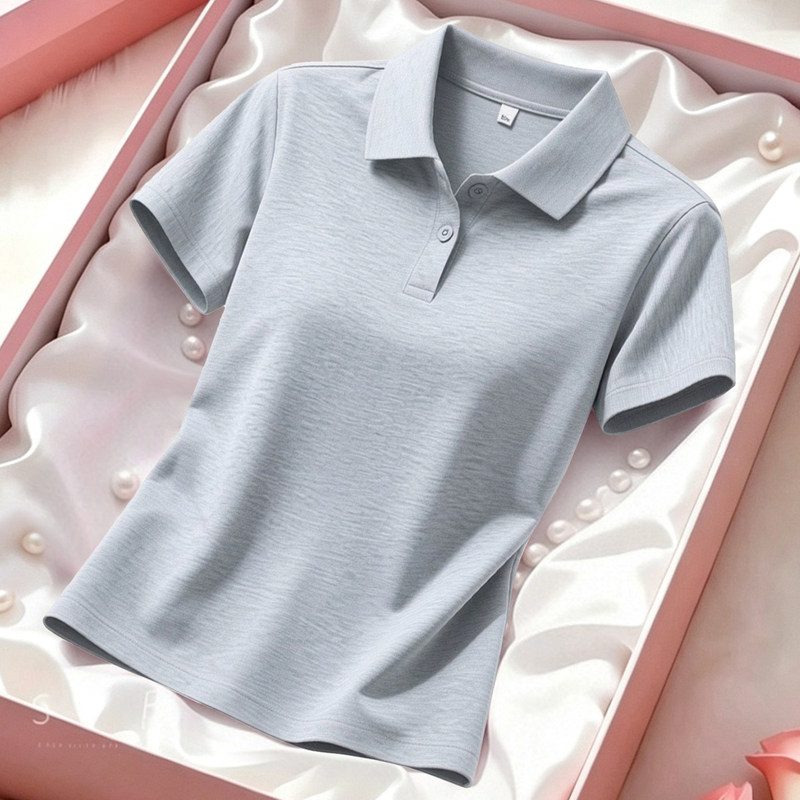 Pure Cotton Polo Shirt Women's Short-Sleeved T-Shirt 2026 New Style Mom Summer Lapel T-Shirt Thin Casual Top Thin T-Shirt Pure Cotton Polo Shirt Women's Short-Sleeved T-Shirt 2026 New Style Mom Summer Lapel T-Shirt Thin Casual Top Thin T-Shirt
