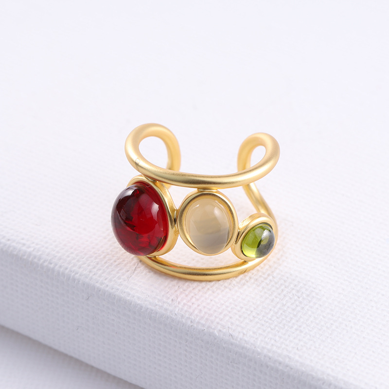 Women'S Gender Fashion Geometric Copper Inlay Artificial Gemstones Open Ring
