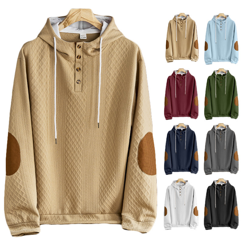 Sweat à capuche homme brodé uni pull décontracté de sport_voghion.com