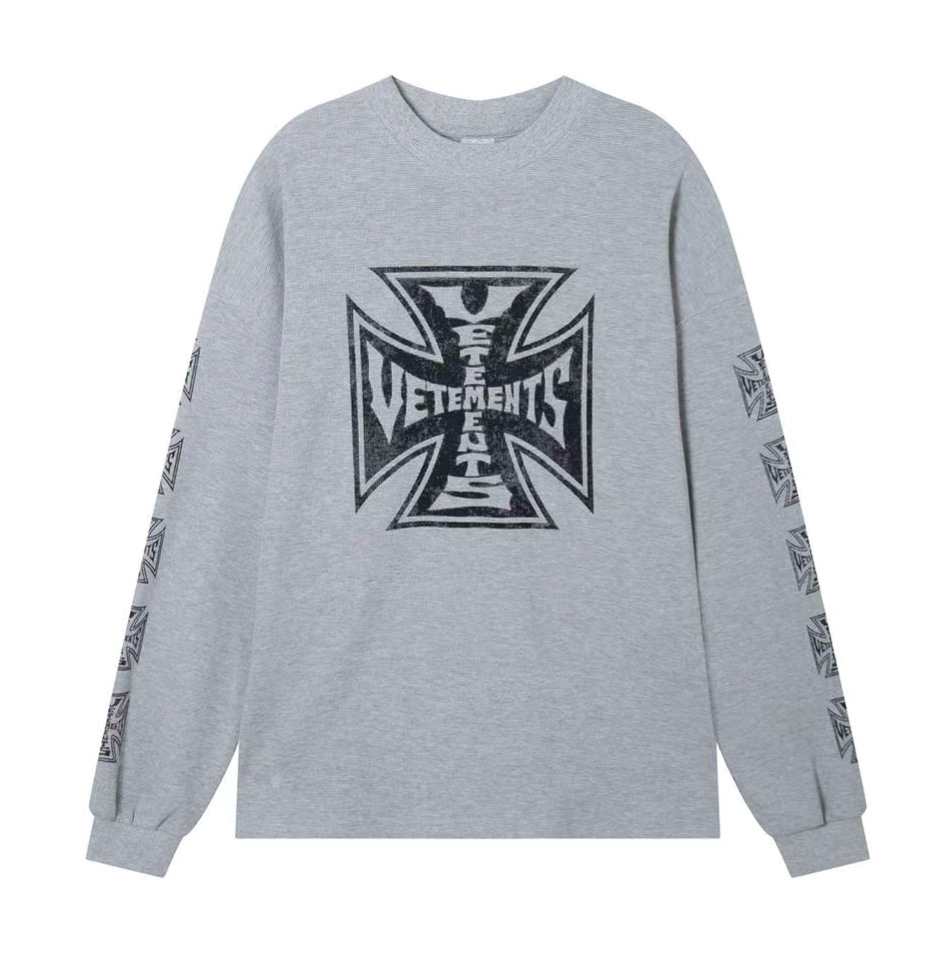 Vetements T-shirt Iron Cross Logo Grey