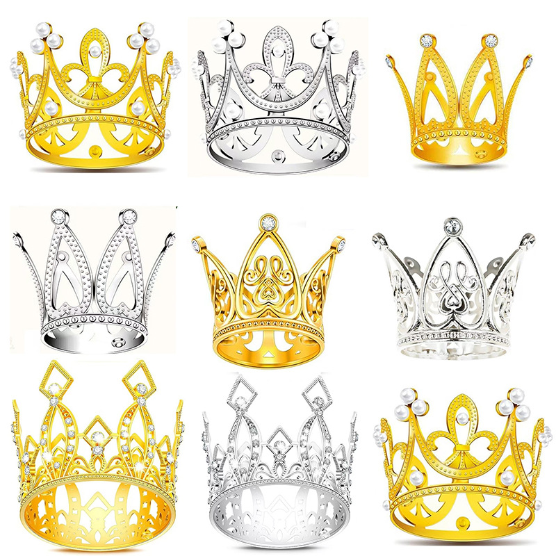 Torta transfronteriza decoración de aleación corona adornamiento   Cumpleaños horneado con flores para la fiesta de niños de la corona