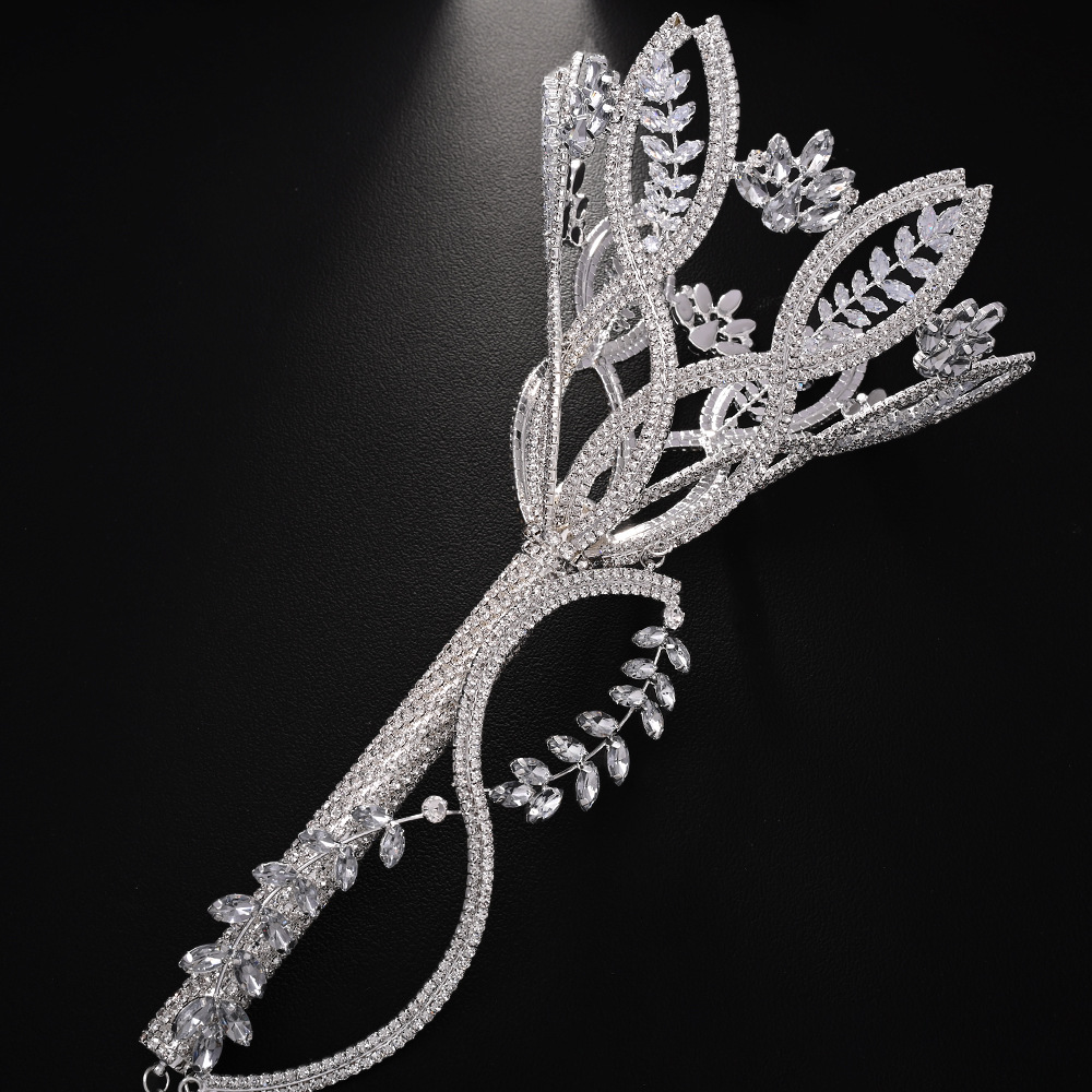 Cross-border nuevo diamante de mano flores de novia de alto nivel hojas de mano flores accesorios de boda joyas