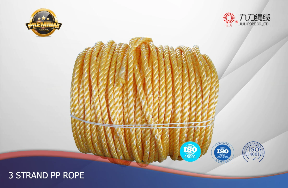 Трехжильный трос, веревка из химического волокна, обвязочная веревка, полипропилен, полипропиленовая веревка, полипропиленовая веревка, желтая