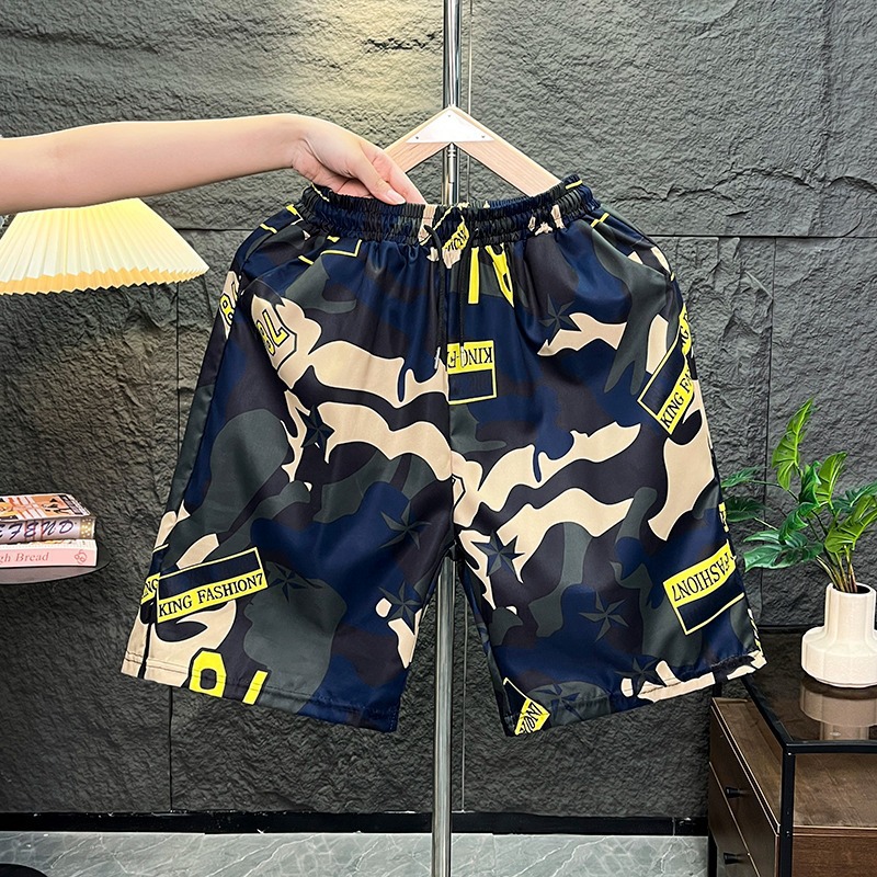 Short de plage d'été pour homme, fin, décontracté, imprimé, coupe ample, idéal pour la baignade et séchage rapide, jambes larges, short à cinq points_voghion.com