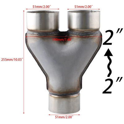 Cross-border car modified stainless steel exhaust system three-way four-way X-type Y-type pipe adapter exhaust pipe tail throat (Exhaust pipe) - y-type-2inch-51mm