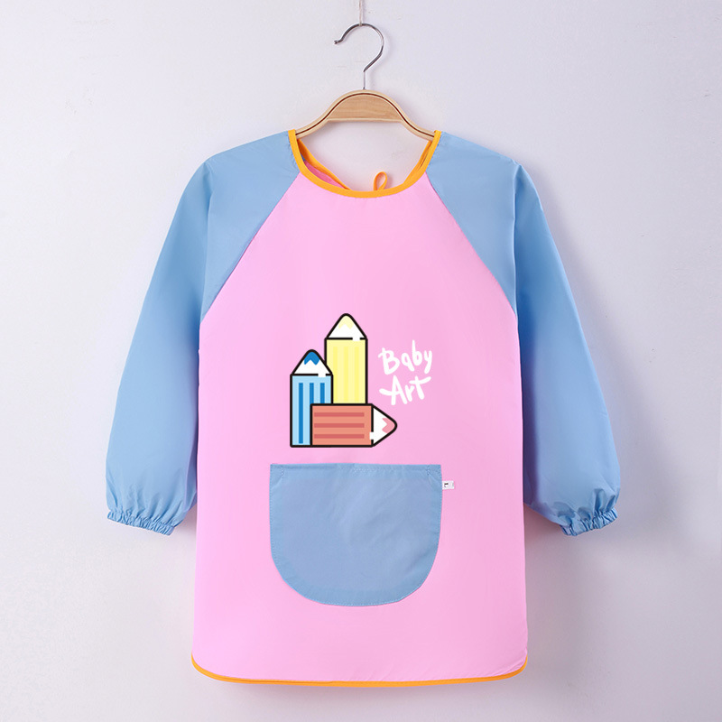 Abrigo DE LOS NIÑOS impermeable arte kindergarten pintura ropa publicidad inversa ropa impresa logo manga larga delantal vestido inverso