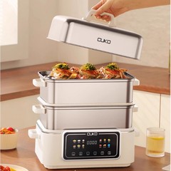 CUKO 多層鍋電気蒸し器シチューと蒸しオールインワン電気蒸し器予約スマート蒸し器家庭用三層高速
