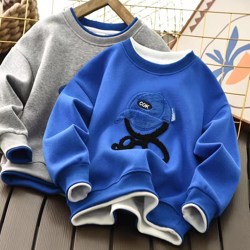 2023 Nei Kleeder Jongen Meedercher Kostüm Kanner Fréijoer an Hierscht Kotteng Pullover Zwee Stécker_voghion.com