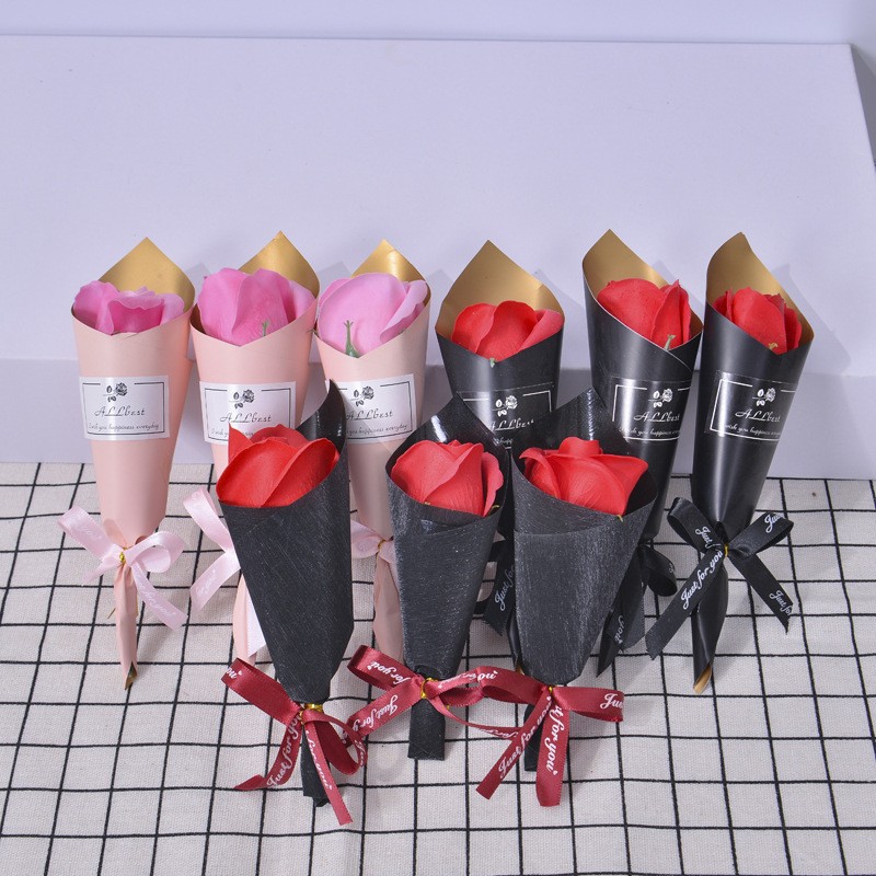 Women's Day single soap flower rose small bouquet simulated soap flower gift box Valentine's Day gift Teacher's Day Chinese Valentine's Day
