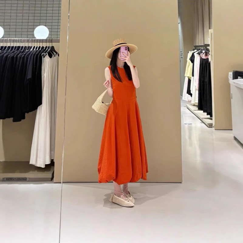 Super Beautiful! Very Flattering~ French-Style Draped Puffy Skirt, Round Neck, Sleeveless Dress, Tank Top Long Dress for Women, Spring and Summer Style Super Beautiful! Very Flattering~ French-Style Draped Puffy Skirt, Round Neck, Sleeveless Dress, Tank Top Long Dress for Women, Spring and Summer Style