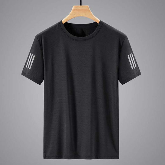 Summer Ice Silk T-shirt Men's Round Neck Quick-drying Ice Silk T-shirt Men's Round Neck Quick-drying Short-sleeve Thin Breathable Half-sleeve plus size