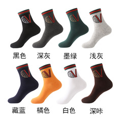 Pure Cotton Socks for Men - Medium Length, Instagram Trendy, Versatile, Business Casual, Anti-Odor, Autumn/Winter Student Sports Socks