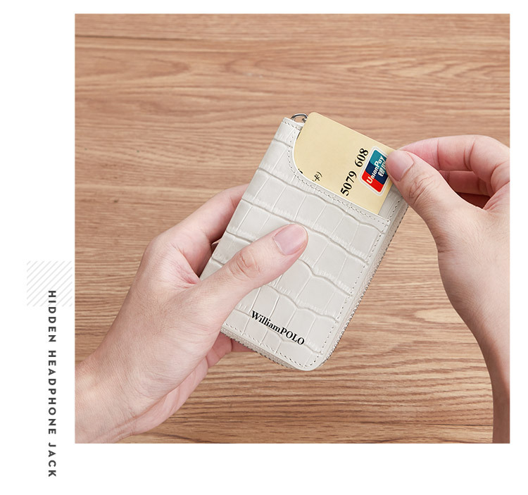 Ví card holder da thật nhiều ngăn đựng thẻ có khóa kéo Emperor Paul chi tiết 18