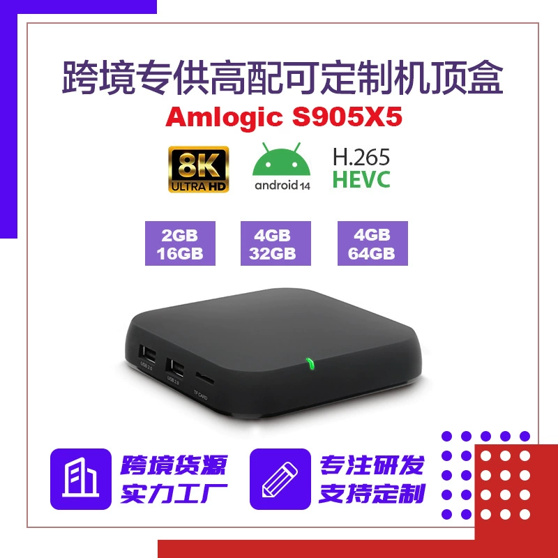  exclusivne сет-топ б box Аmlogic S905X5 Android 14 Гигабит двойной диапазон WIFI Bluetooth