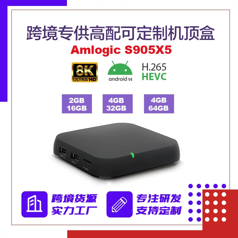  exclusivne сет-топ б box Аmlogic S905X5 Android 14 Гигабит двойной диапазон WIFI Bluetooth