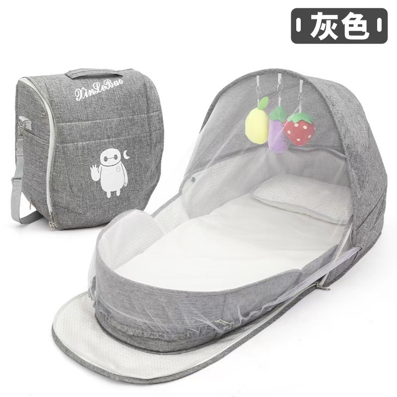 Multifunctional Mummy Bag Portable Baby Folding Bed Bag Large Capacity Extendable Bed Fashionable Baby Bag Backpack Bed