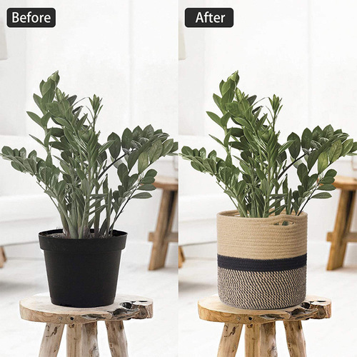 Simple woven flower basket flower pot basket flower basket round storage basket home decoration dirty clothes basket dirty clothes basket storage box