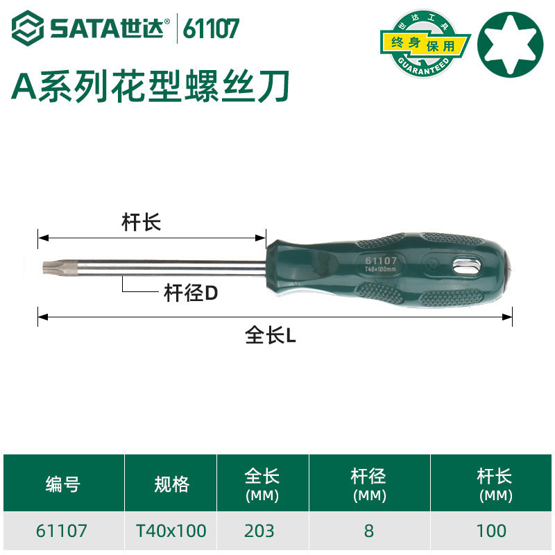 Shida Tools ドライバー 自動車修理専用 クロス型 工業用グレード フラット口 小型トルクスドライバー 62312|undefined