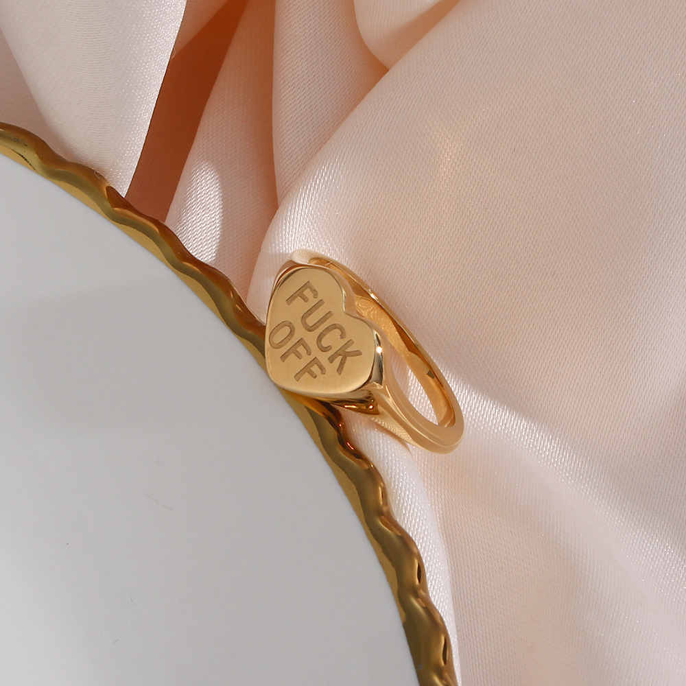 Fashion Letter Fuck off Plating 18K Multi-Style Stainless Steel Ring