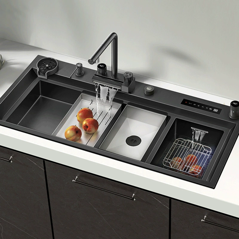 Nilozhi Kitchen 304 Нержавеющая сталь раковина Интеллектуальная очистка Большой одинарный резец мытьёPot фрукты овощи дезинфекция Машина Набор мытья
