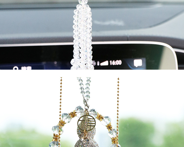 2026 New Model Diamond-Encrusted Gourd Car Hanging Ornament, High-End Light Luxury, Safe Journey Car Rearview Mirror Pendant for Women