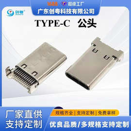 TYPE-C 24P沉板双贴公头 沉板0.95双排贴片  两脚插板 L=13.75MM