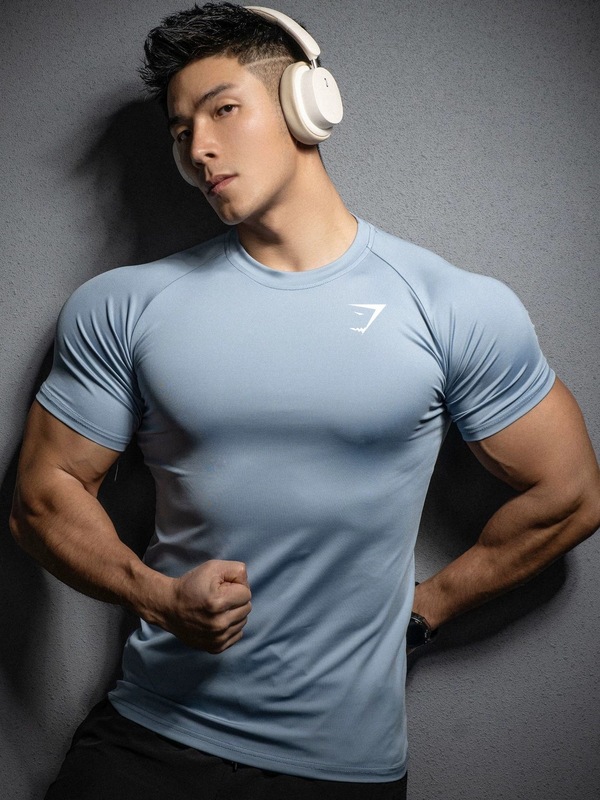 GYMSHARK フィットネス半袖 2025 新しい対外貿易筋肉スポーツタイト Tシャツプリント弾性速乾 Tシャツ|undefined