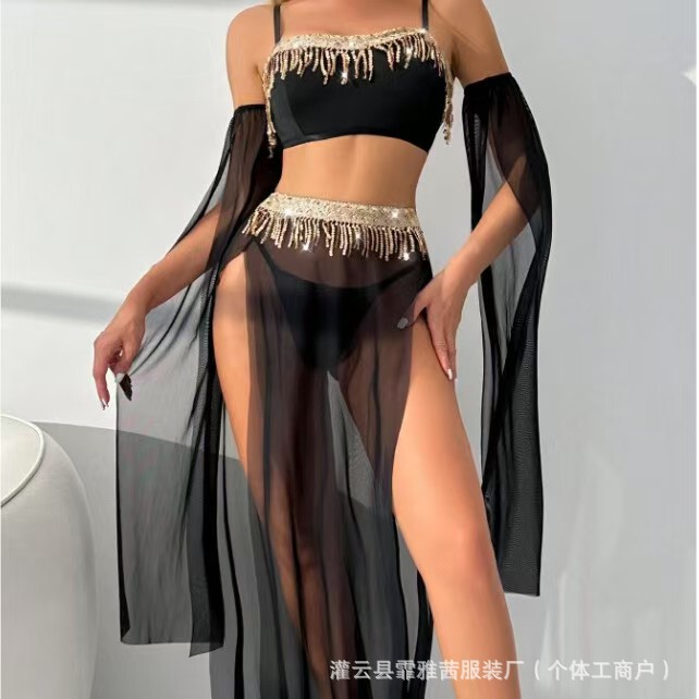 Cross-Border Foreign Trade Sexy Tassel Mesh Lingerie, Ancient Style Hanfu Slit See-Through Seductive Suspender Skirt Cross-Border Foreign Trade Sexy Tassel Mesh Lingerie, Ancient Style Hanfu Slit See-Through Seductive Suspender Skirt