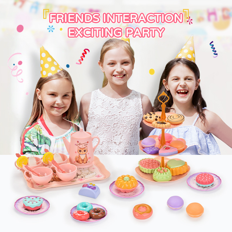 Niña transfronteriza casa postres juegos de té de simulación dulces donuts para niños té de la tarde juegos de regalo lotes