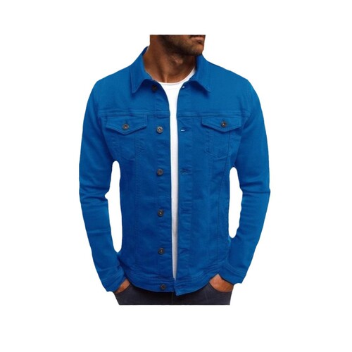 Men's Jacket New Multifunctional Pockets Western Hot Sale Denim Jacket Casual Solid Color Button Workwear Jacket