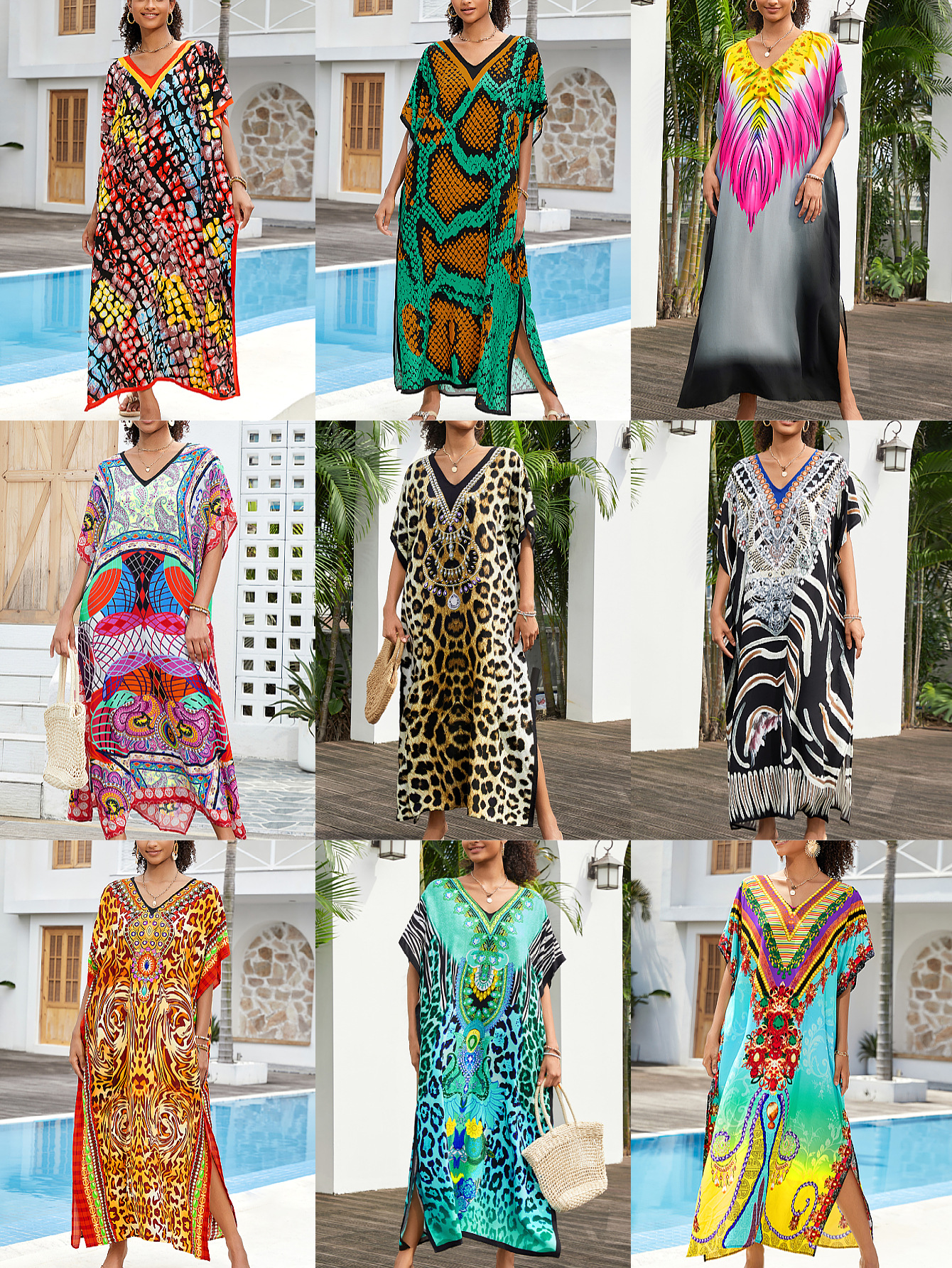 Camisas de playa de algodón impresas bikini camiseta de baño camiseta de vacaciones suelta ropa transfronteriza amazona