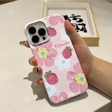 油画花朵苹果手机壳17promax草莓16pro手机保护套15菲林iPhone14