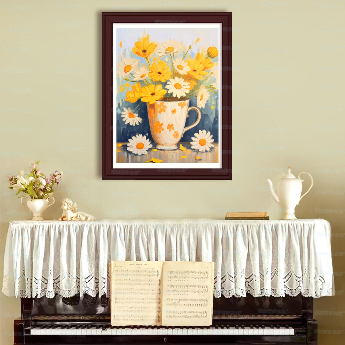 Mona Lisa flores en el jarrón real de bordado cruzado nuevas pequeñas piezas de flores minimalistas sala de estar línea hecha a mano image 4