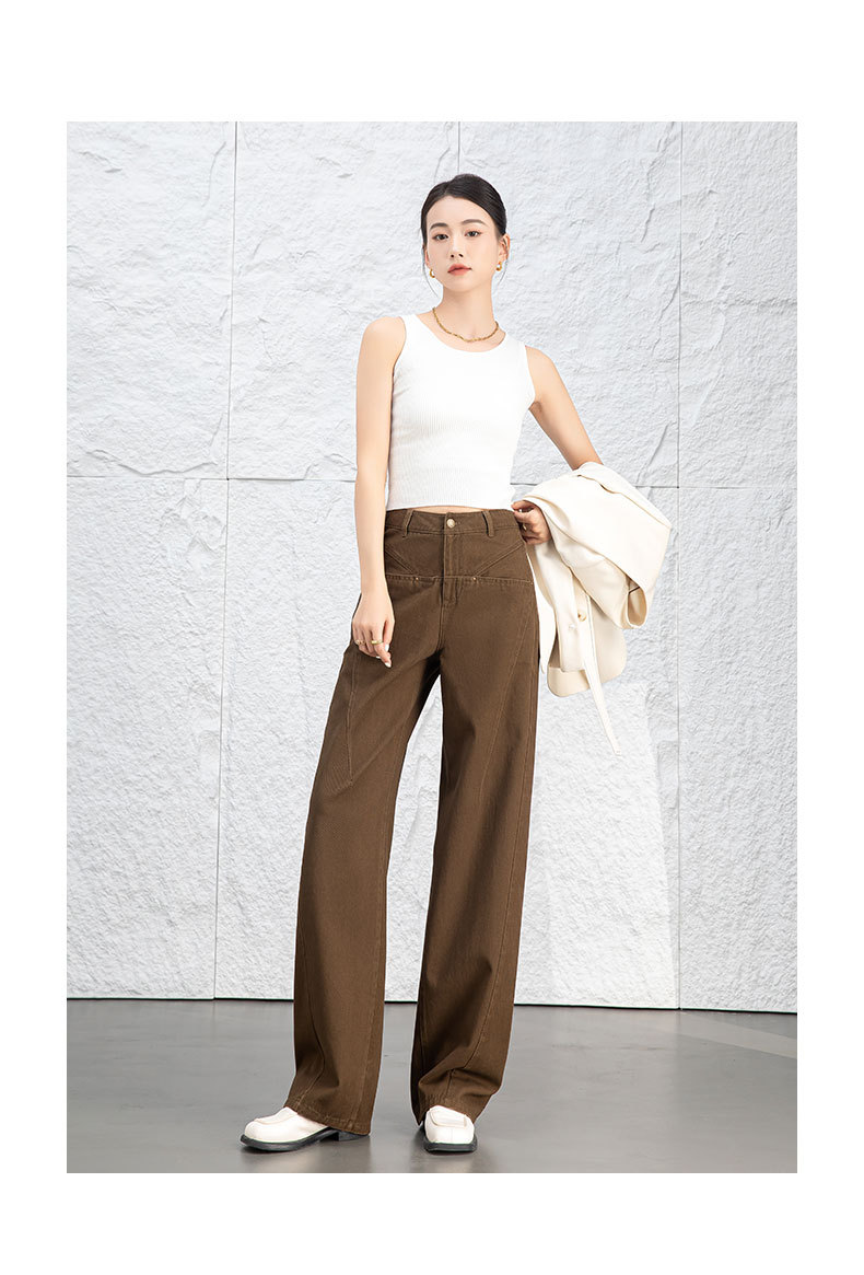 Quần jean nữ ống rộng cạp cao dáng suông chất cotton wash mềm — Màu xám lạnh chi tiết 23
