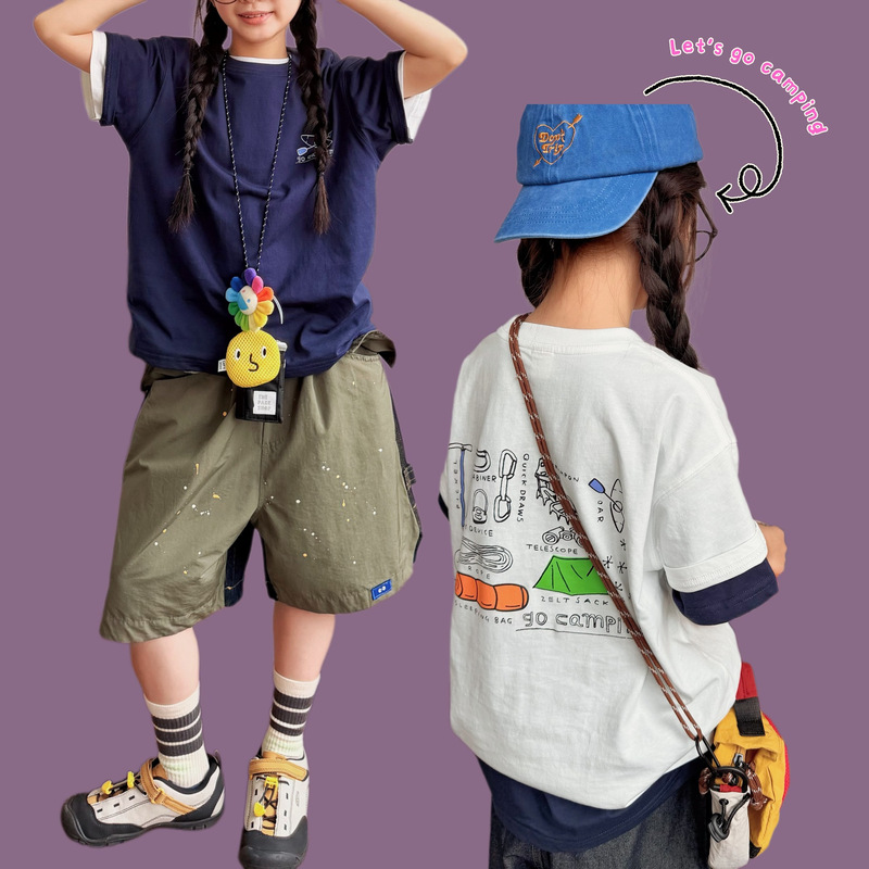 2026Ss Summer New Children's Outdoor Casual Loose Half-Sleeve Tops for Boys and Girls, Parent-Child Matching in Stock 2026Ss Summer New Children's Outdoor Casual Loose Half-Sleeve Tops for Boys and Girls, Parent-Child Matching in Stock
