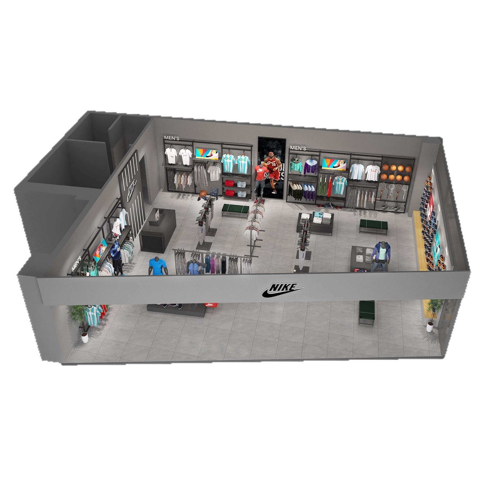 Estante de exhibición especial para tiendas de ropa deportiva y deportiva de marca de ropa de exhibición de estante de exhibición tipo piso de pared superior