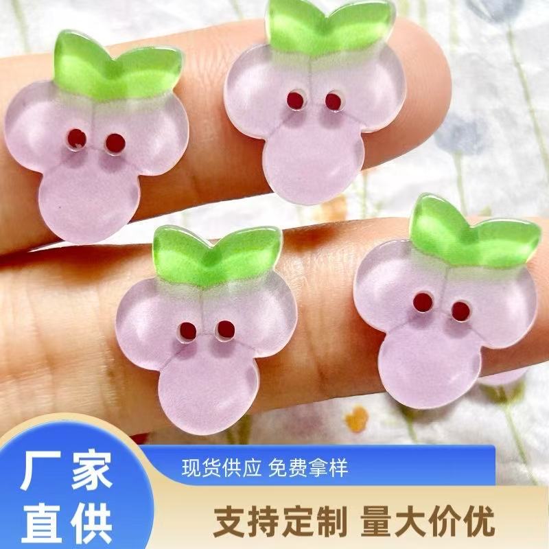 卡通水晶紫葡萄水果两眼树脂纽扣童装DIY装饰扣手工diy可爱扣子|undefined