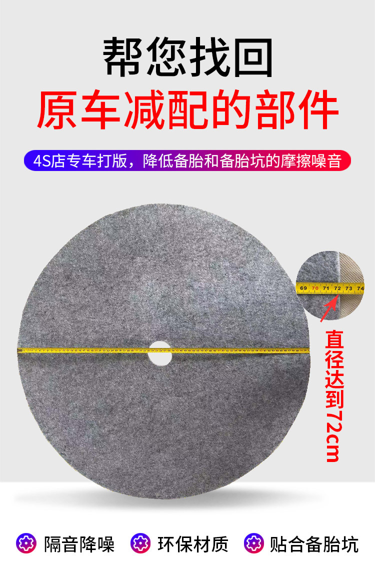 Spare Tire Soundproofing Cotton, Sound-Absorbing Cotton, Car Trunk Soundproofing Pad, Tail Box Spare Tire Pit Universal Anti-Vibration and Shock-Absorbing Cotton