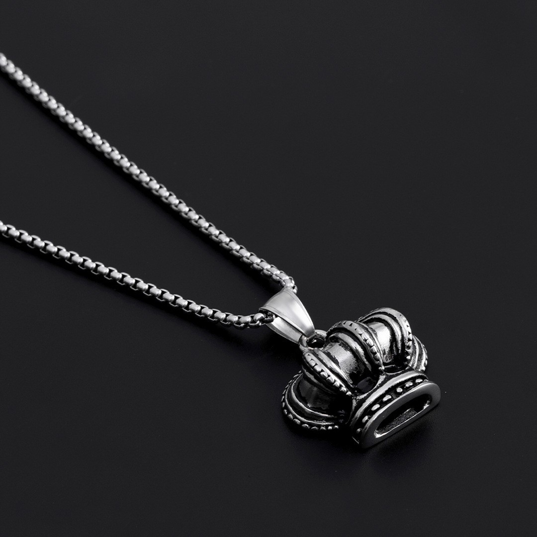 Stainless pendant crown shaped titanium steel fashionable and trendy necklace DIY accessories_voghion.com