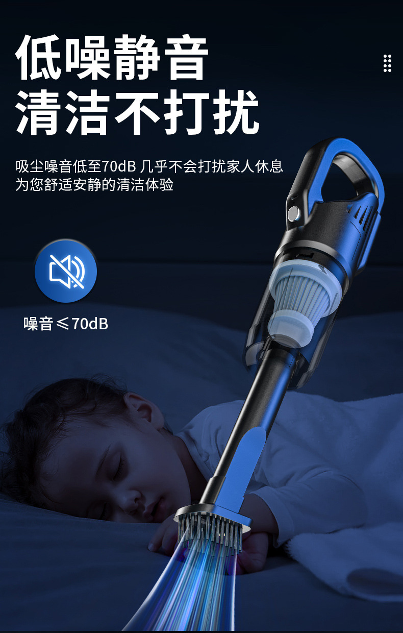 Car Wireless Vacuum Cleaner with Powerful Suction for Cars, Small Cars, Dual-Purpose Charging, High-Power Car Water Absorption Function