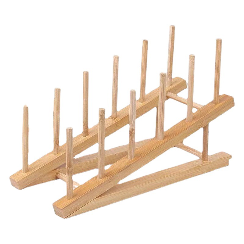 Shuangxin Kitchen Bamboo Solid Wood Cutting Board Bowl Display Rack Plate Rack Storage Dish Rack Drain Rack Kitchen Utensils