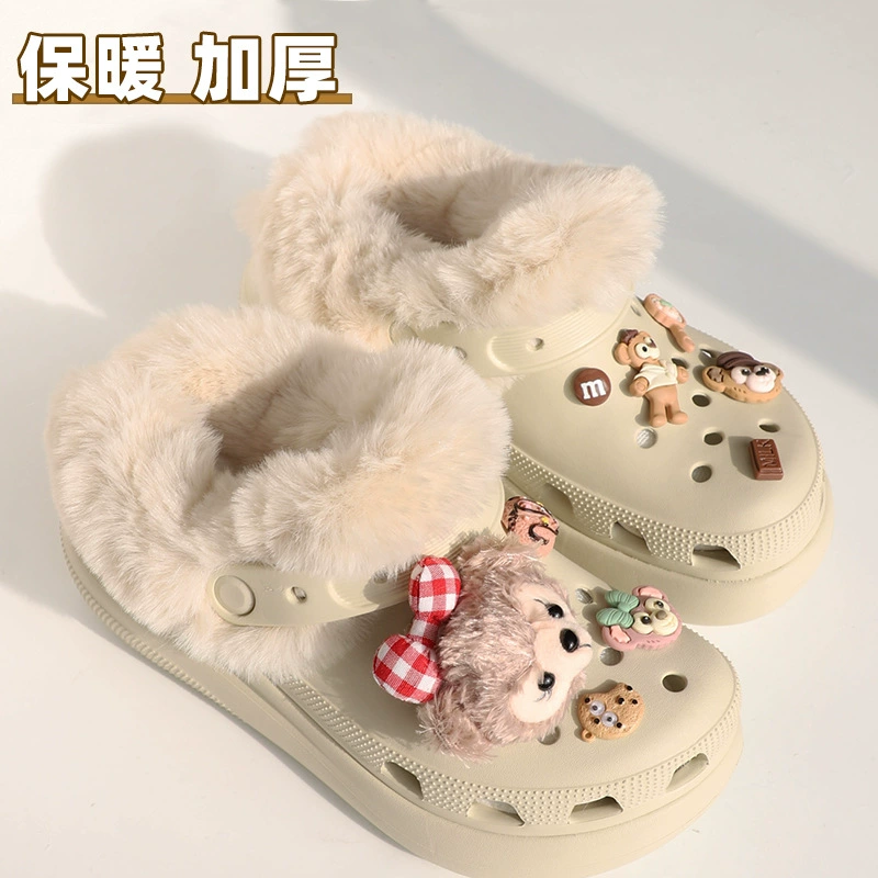 Обувь с дырками плюс бархат с ватным чехлом