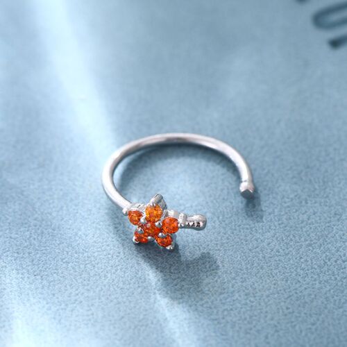 Cross-border foreign trade European and American personalized piercing jewelry diamond-encrusted plum blossom fake nose ring fake nose nails copper silver-plated Hao stone nose jewelry