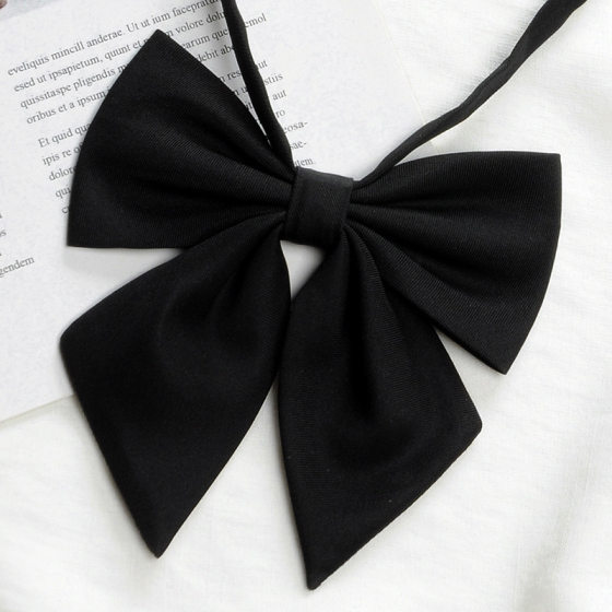 JK Uniform Solid Color Feather Bow Tie Female College Style Student Uniform Shirt Sailor Costume Oblique Black Bow
